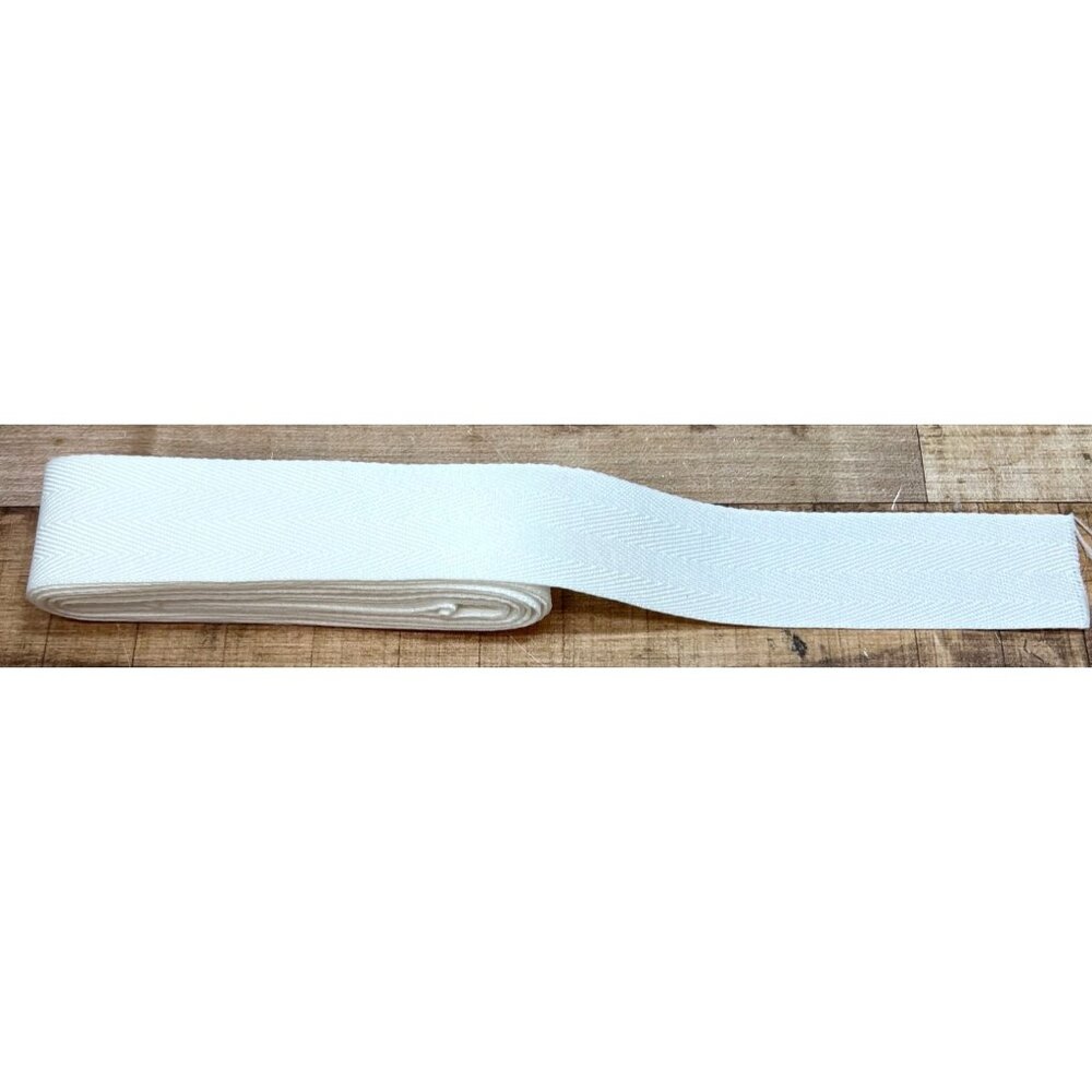 Kawaii Easy Crafting 1.5 inch x 5 Yards White Cotton Twill Tape Herringbone Fabr